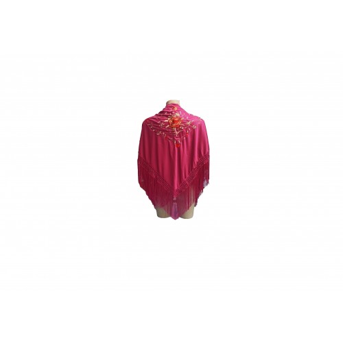 MANTON GDE SEVILLANA FUCSIA BORDADO