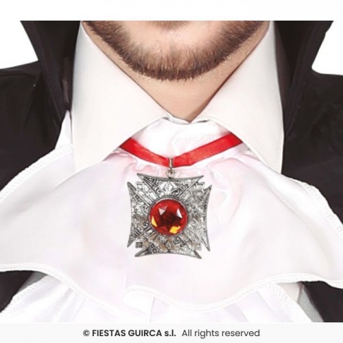 MEDALLON VAMPIRO METAL C/PIEDRA ROJA