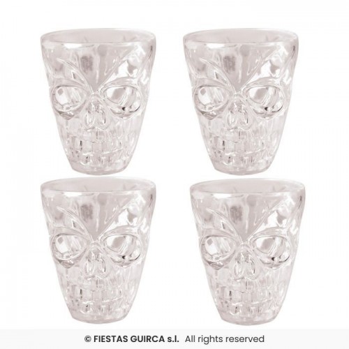 BLISTER 4 VASOS CHUPITO CALAVERA 5.5CM