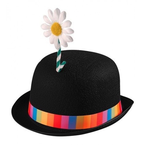 BOMBIN ADULTO NEGRO PAYASO C/FLOR