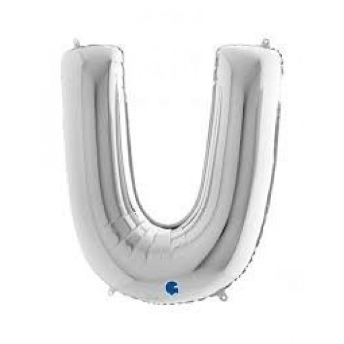 GLOBO 40" FOIL FORMA LETRA U PLATA