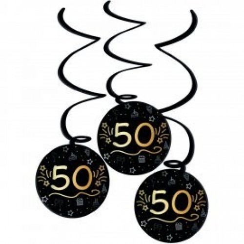 3 TIRAS ESPIRAL NEGRO ORO 50 AÑOS 60CM