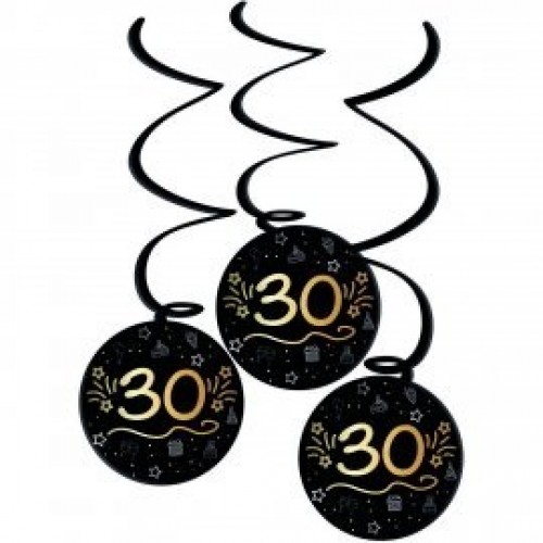 3 TIRAS ESPIRAL NEGRO ORO 30 AÑOS 60CM