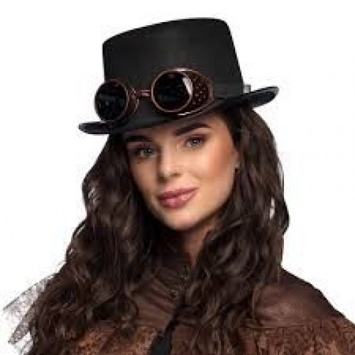 SOMBRERO NEGRO STEAMPUNK C/GAFAS