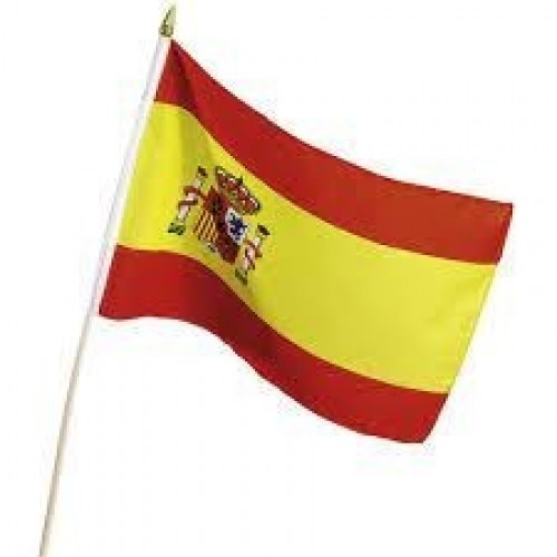 BANDERA CON PALO ESPAÑA ESCUDO 20X30CM