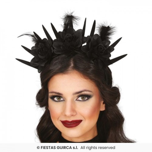 DIADEMA PINCHOS FLORES NEGRAS