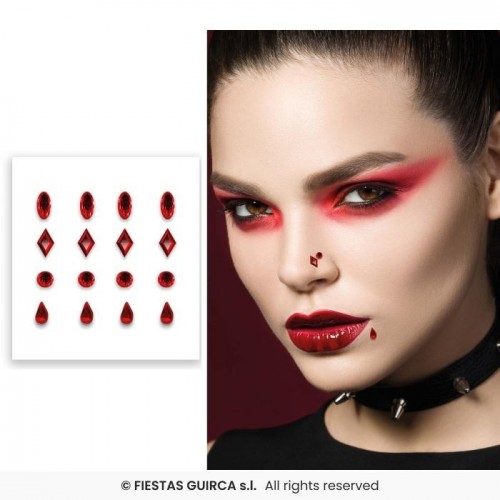 STICKER FACIAL FALSO PIERCING ROJO