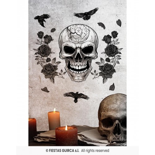 DECORACION ADHESIVO CALAVERA 25X70CM