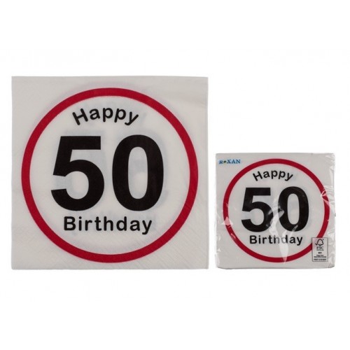 20 SERVILLETAS 50 CUMPLEAÑOS 33CM