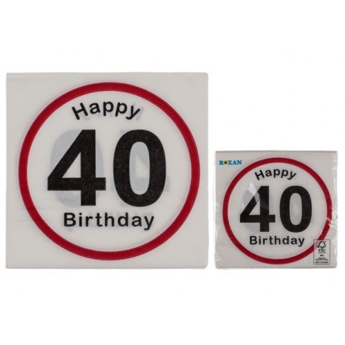 20 SERVILLETAS 40 CUMPLEAÑOS 33CM