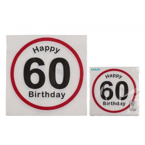20 SERVILLETAS 60 CUMPLEAÑOS 33CM