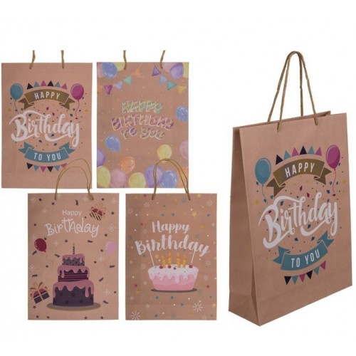 BOLSA REGALO KRAFT BIRTHDAY 25X34CM