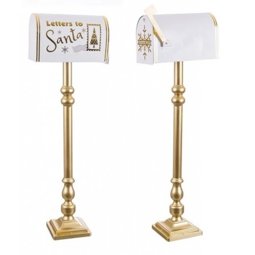 " BUZON PIE METAL BLANCO-ORO 33X18X100,5