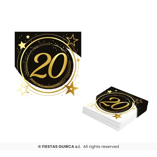 20 SERVILLETAS 20 AÑOS 16X16CM