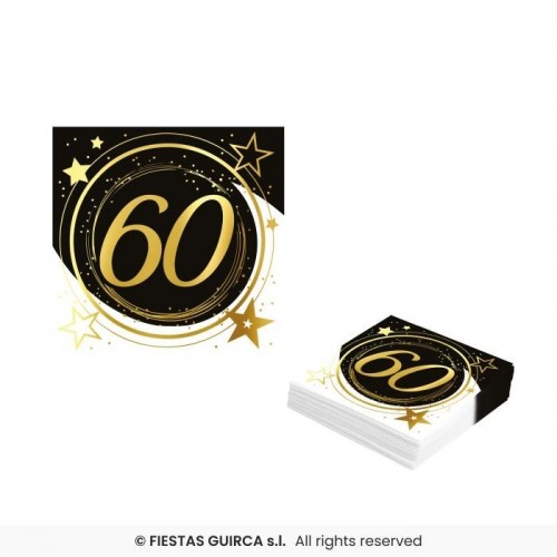 12 SERVILLETAS 60 AÑOS 16X16CM