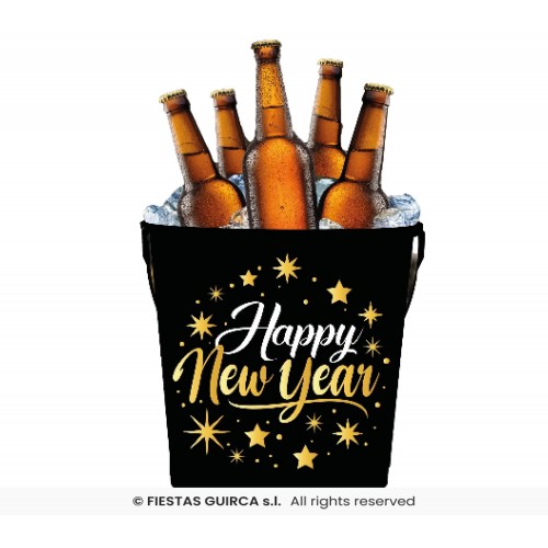   CUBO METAL HAPPY NEW YEAR 19X23CM