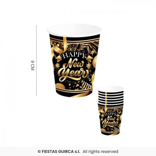   6 VASOS CARTON HAPPY NEW YEAR 240M
