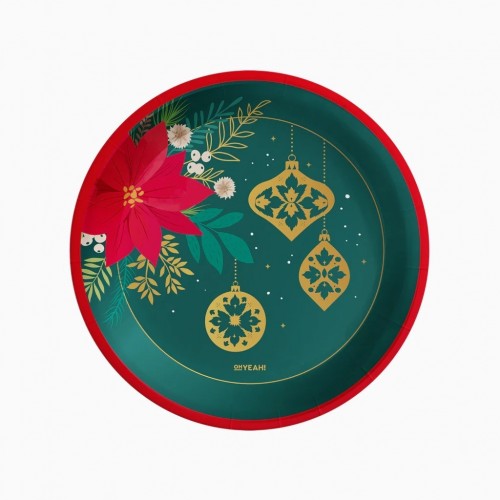   6 PLATOS VERDE PASCUA NAVIDAD 23CM