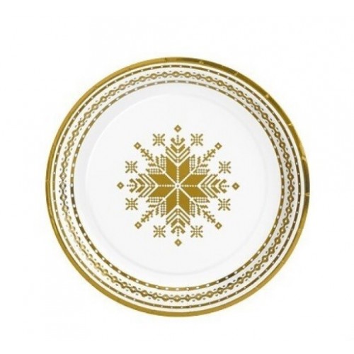   8 PLATOS BORDADO S.FRIO ORO 18CM