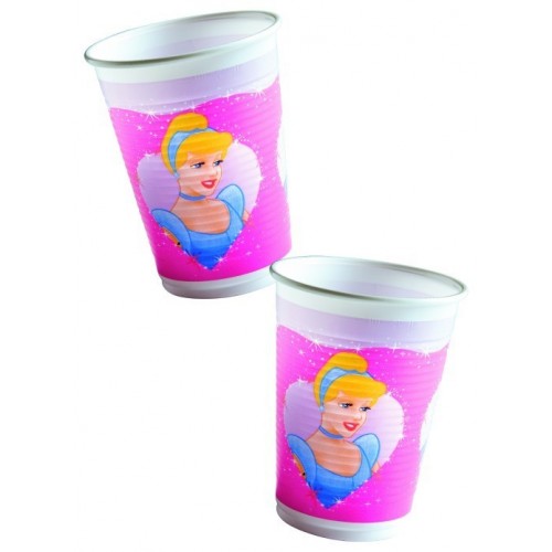 $E 8 VASOS PRINCESAS CORAZON 200ML