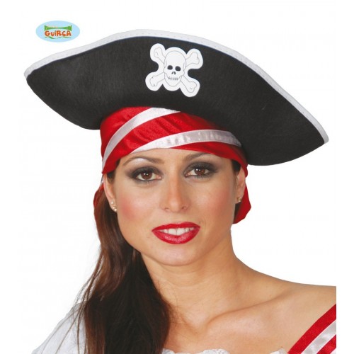 SOMBRERO FIELTRO PIRATA NEGRO ADULTO