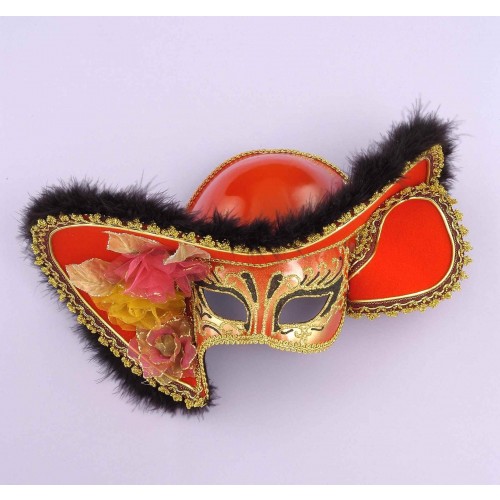 MASCARA VENECIANA ROJO C/SOMBRERO