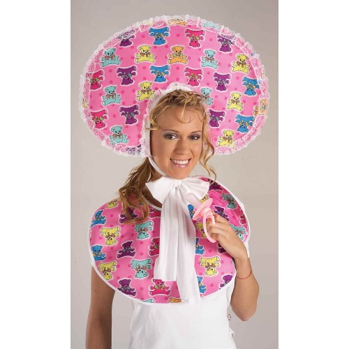 SET BABERO GORRO OSO ROSA
