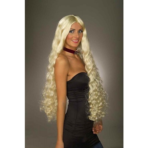 PELUCA SIRENA LARGA RIZADA RUBIA