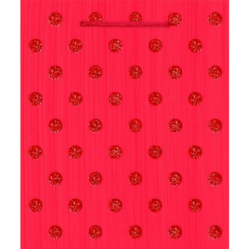 BOLSA REGALO ROJA TOPOS 20X24CM