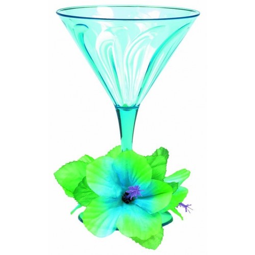 $E COPA MARTINI TRASLUC CELESTE C/FLORES