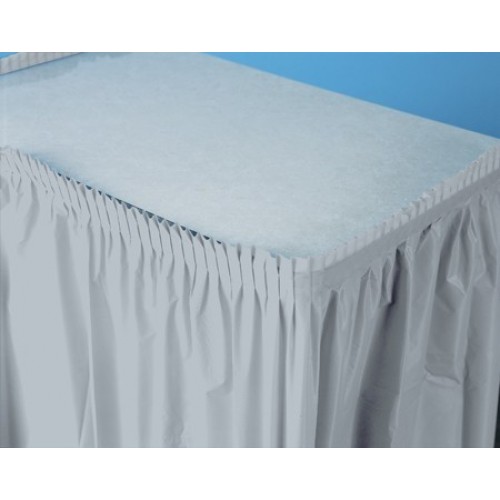   FALDA MESA PLASTICO PLATA 426X73CM
