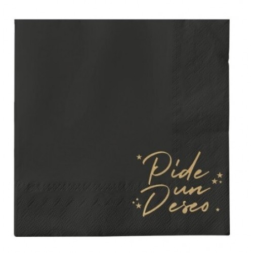  30 SERVILLETAS NEGRA PIDE DESEO 25CM