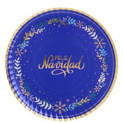   BANDEJA REDONDA AZUL NAVIDAD 30CM
