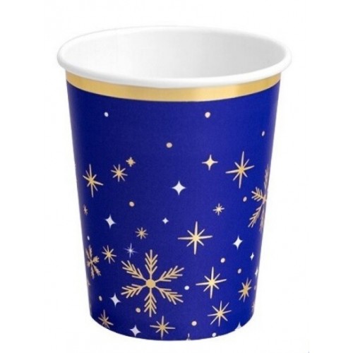   6 VASOS CARTON AZUL NAVIDAD 270CC