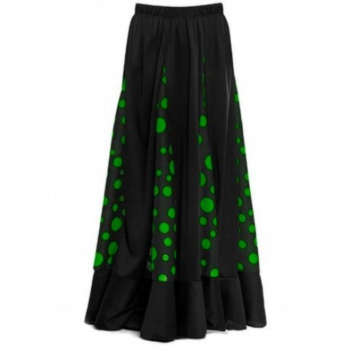  FALDA T-XL SEVILLANA NEGRA TOPOS VERDE