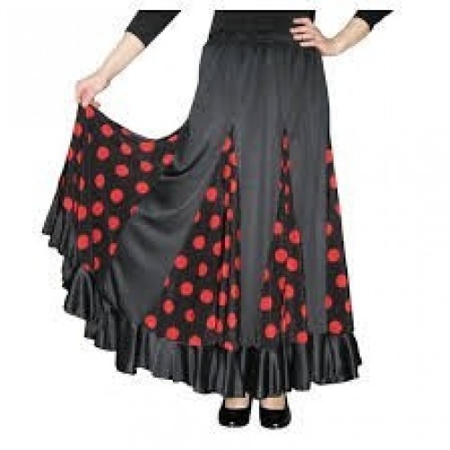  FALDA T-XXL SEVILLANA NEGRA TOPOS ROJO