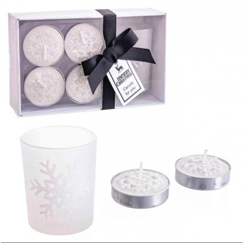 "S/4 VELA TEALIGHT BLANCO NACARADO