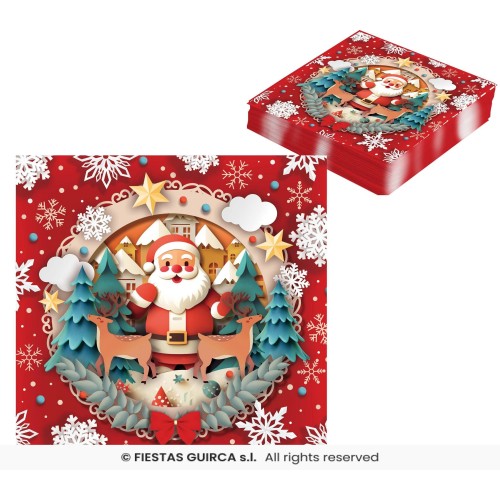 20 SERVILLETAS PAPA NOEL 33CM