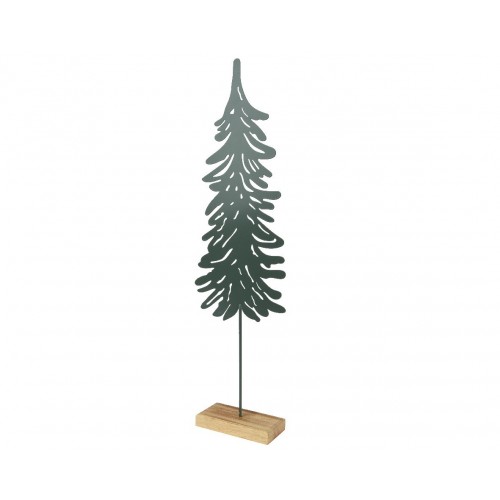 ARBOL NAVID METAL VERDE BASE MADERA 58CM