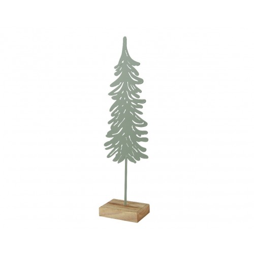 ARBOL NAVID METAL VERDE BASE MADERA 37CM