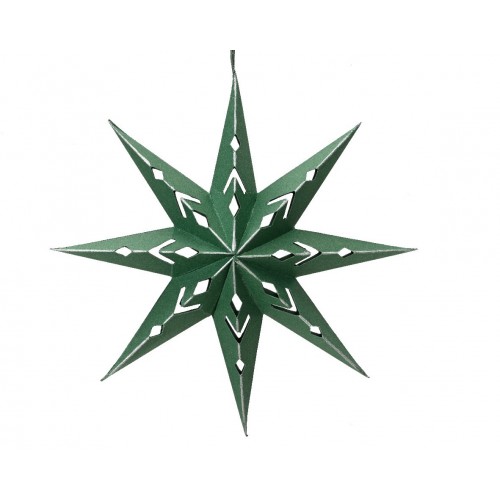 ESTRELLA 6 PUNTAS PAPEL VERDE 20CM