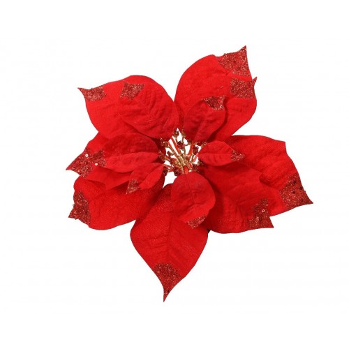 FLOR PASCUA TRABA TERCIOPELO ROJO 25CM