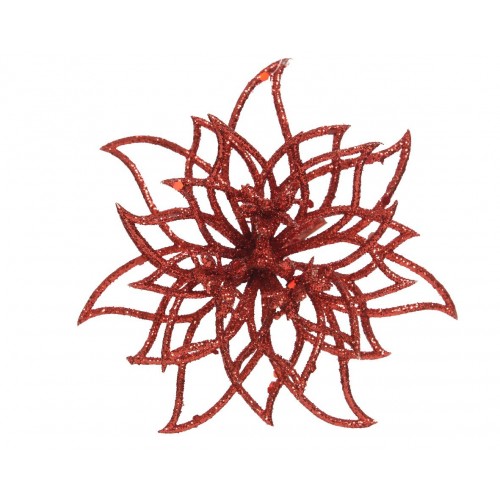 FLOR PASCUA TRABA PURPURINA ROJO 14CM