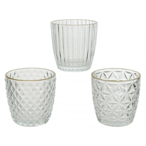 PORTAVELAS CRISTAL BORDE ORO 7,5CM