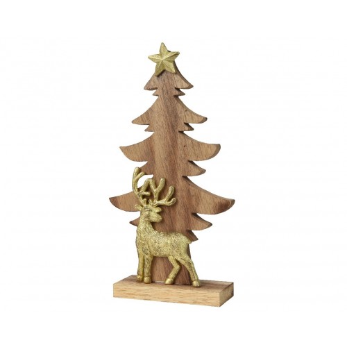 ARBOL NAVIDAD RENO MADERA 28CM
