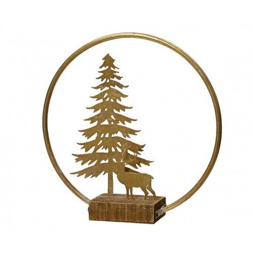 FIGURA ARBOL RENO HIERRO METAL ORO 28CM