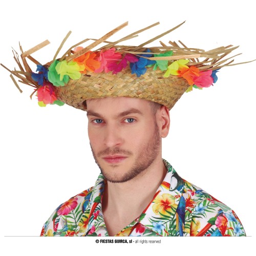 SOMBRERO PAJA FLORES HAWAIANO