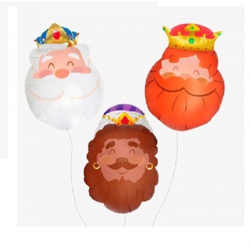 3 GLOBOS SIN INFLAR CABEZA 3 REYES MAG