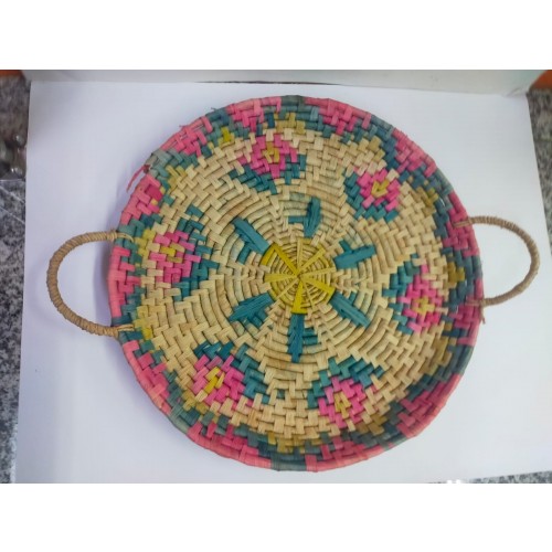 CESTA ASA REDONDA ROSA/AZUL/AMA6X43 CM