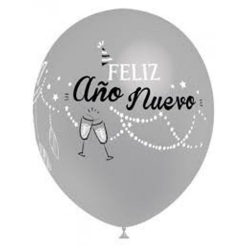 8 GLOBOS 112M9373 PLATA AÑO NUEVO